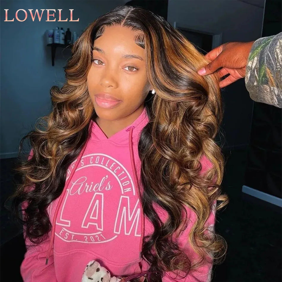 30 Inch Virgin Hair Wig  " Colored Highlights"