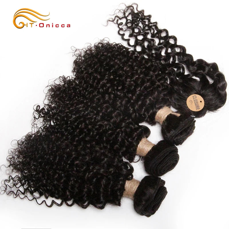Kinky Curly Bundles With Closure Natural Human Hair