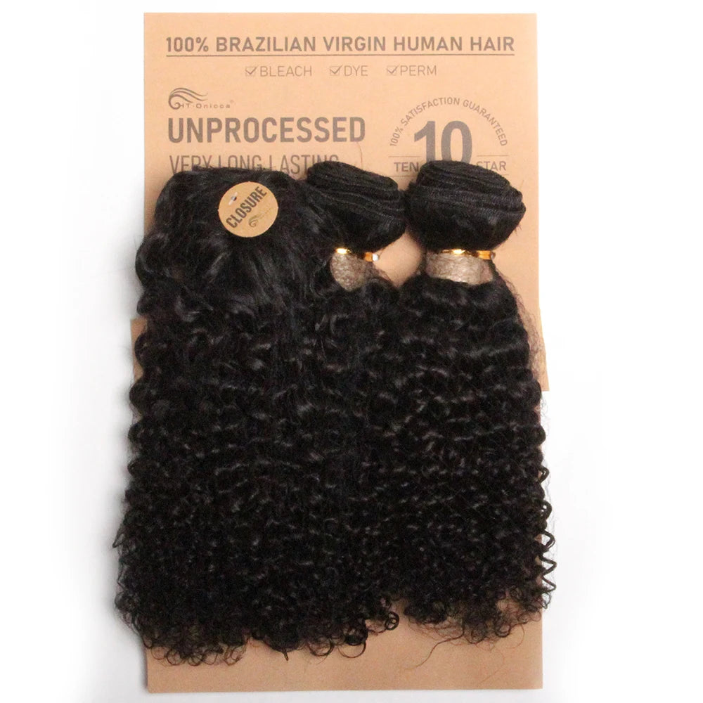 Kinky Curly Bundles With Closure Natural Human Hair