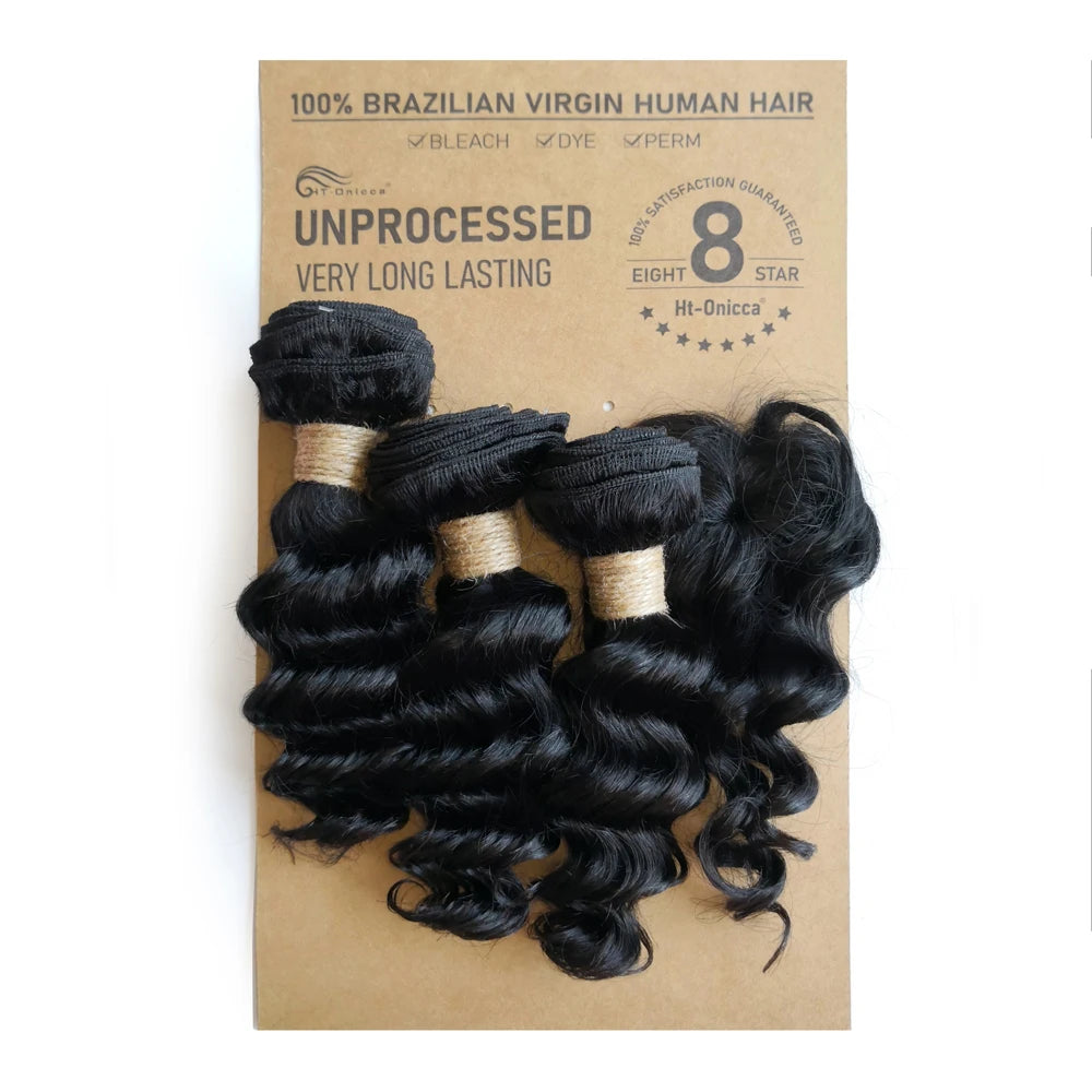 Kinky Curly Bundles With Closure Natural Human Hair