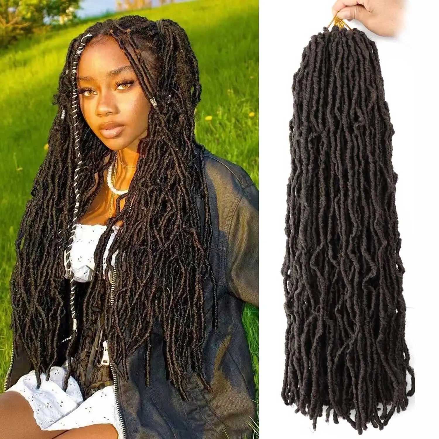 30-Inch Faux Locs Crochet Hair – 1/6 Packs Soft Distressed & Butterfly Locs