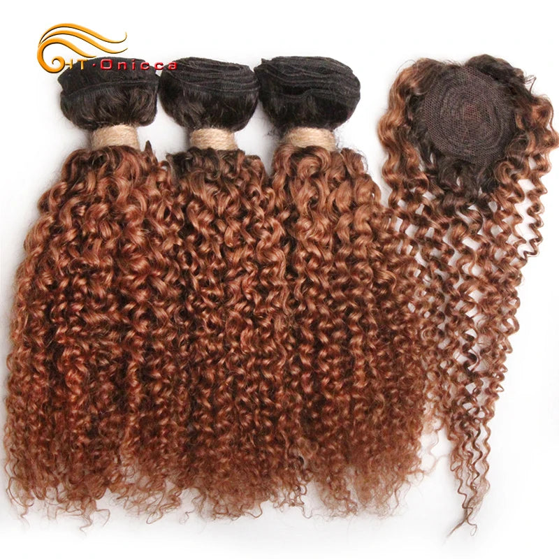 Kinky Curly Bundles With Closure Natural Human Hair