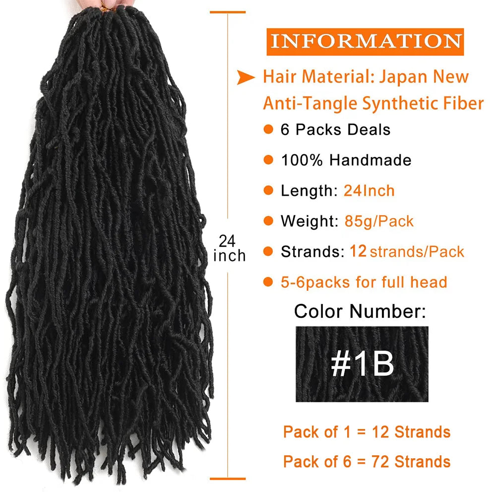 30-Inch Faux Locs Crochet Hair – 1/6 Packs Soft Distressed & Butterfly Locs