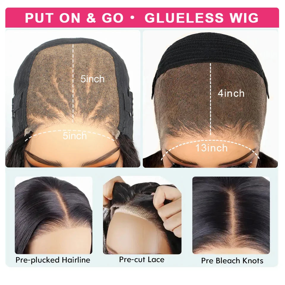 13x4 13x6 Full HD Lace Front Human Hair Wigs Straight 360 Transparent