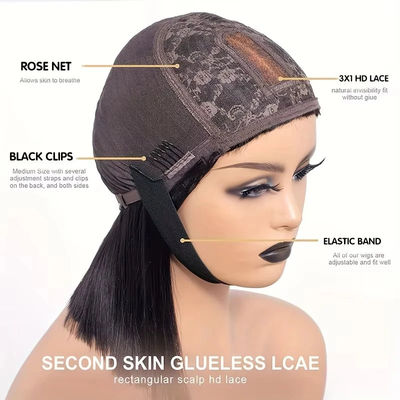 Straight Human Hair Wig With Bang