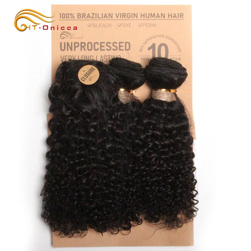 Kinky Curly Bundles With Closure Natural Human Hair