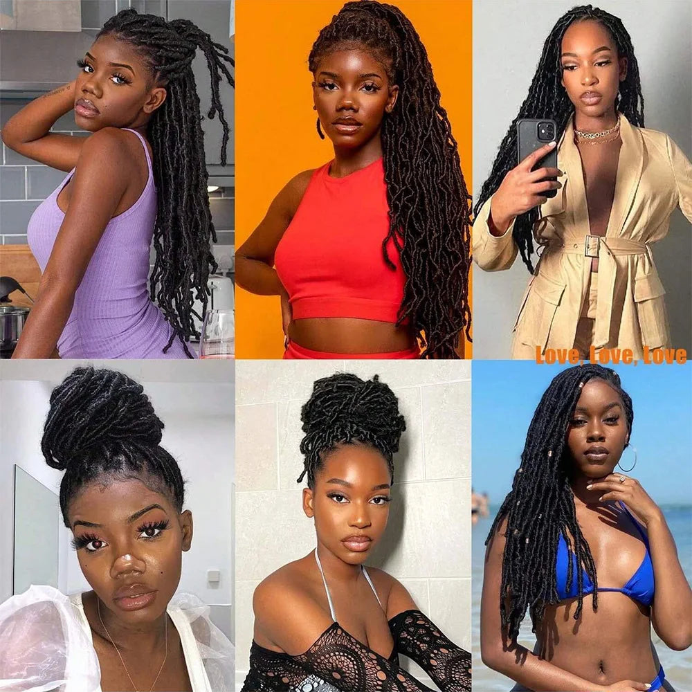 30-Inch Faux Locs Crochet Hair – 1/6 Packs Soft Distressed & Butterfly Locs