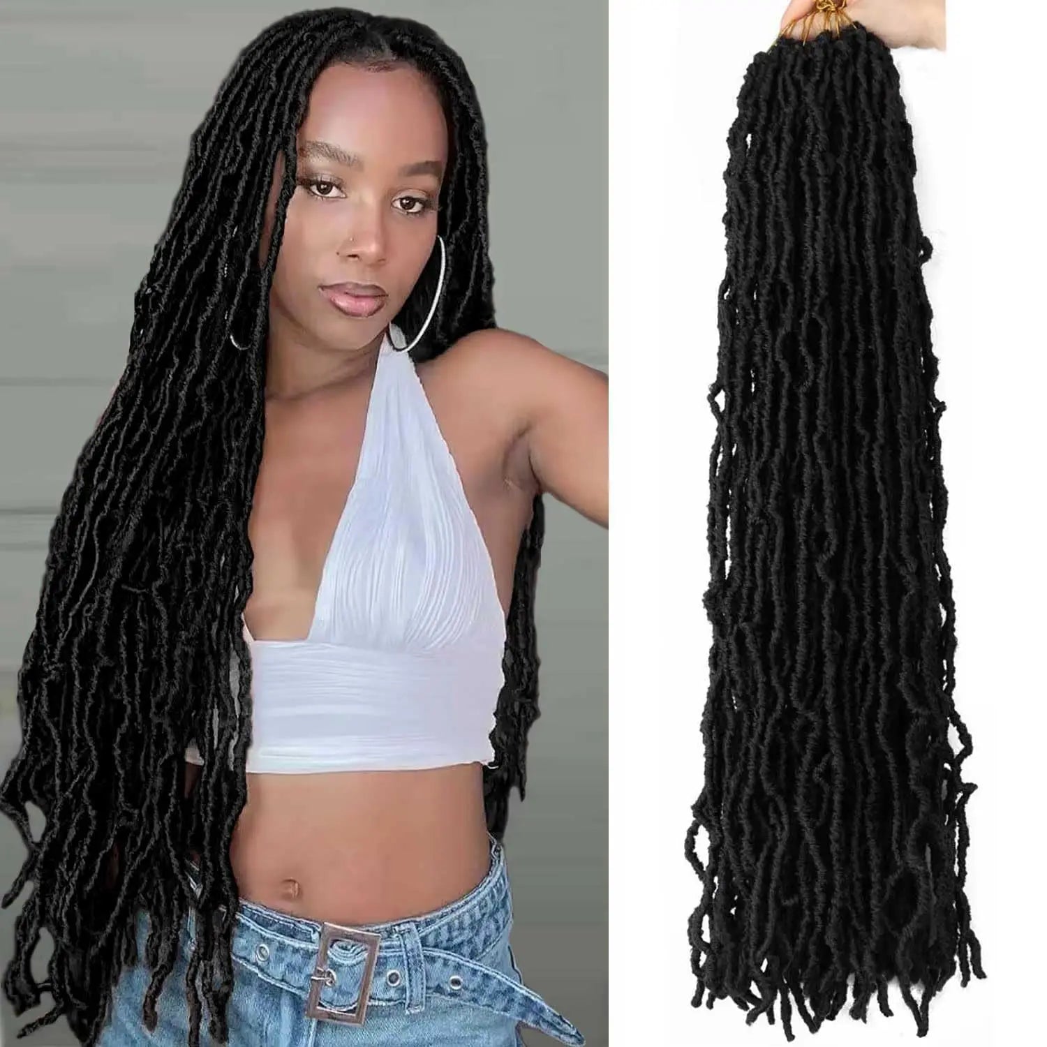 30-Inch Faux Locs Crochet Hair – 1/6 Packs Soft Distressed & Butterfly Locs
