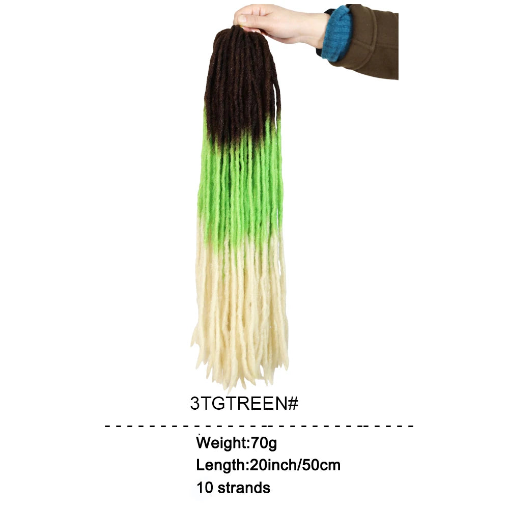 **20-Inch Soft Straight Dreadlock Crochet Hair – Synthetic Kanekalon Braiding Extensions