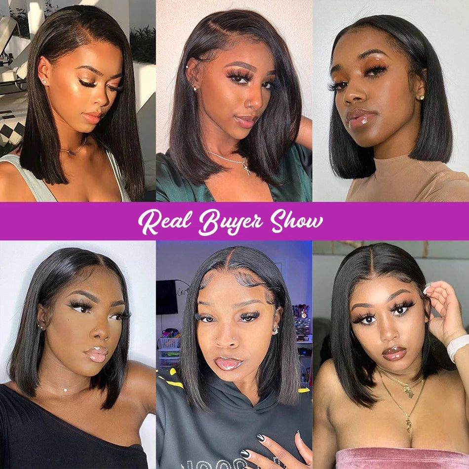Glueless HD Lace Front Straight Bob Wig – Human Hair, 250% Density