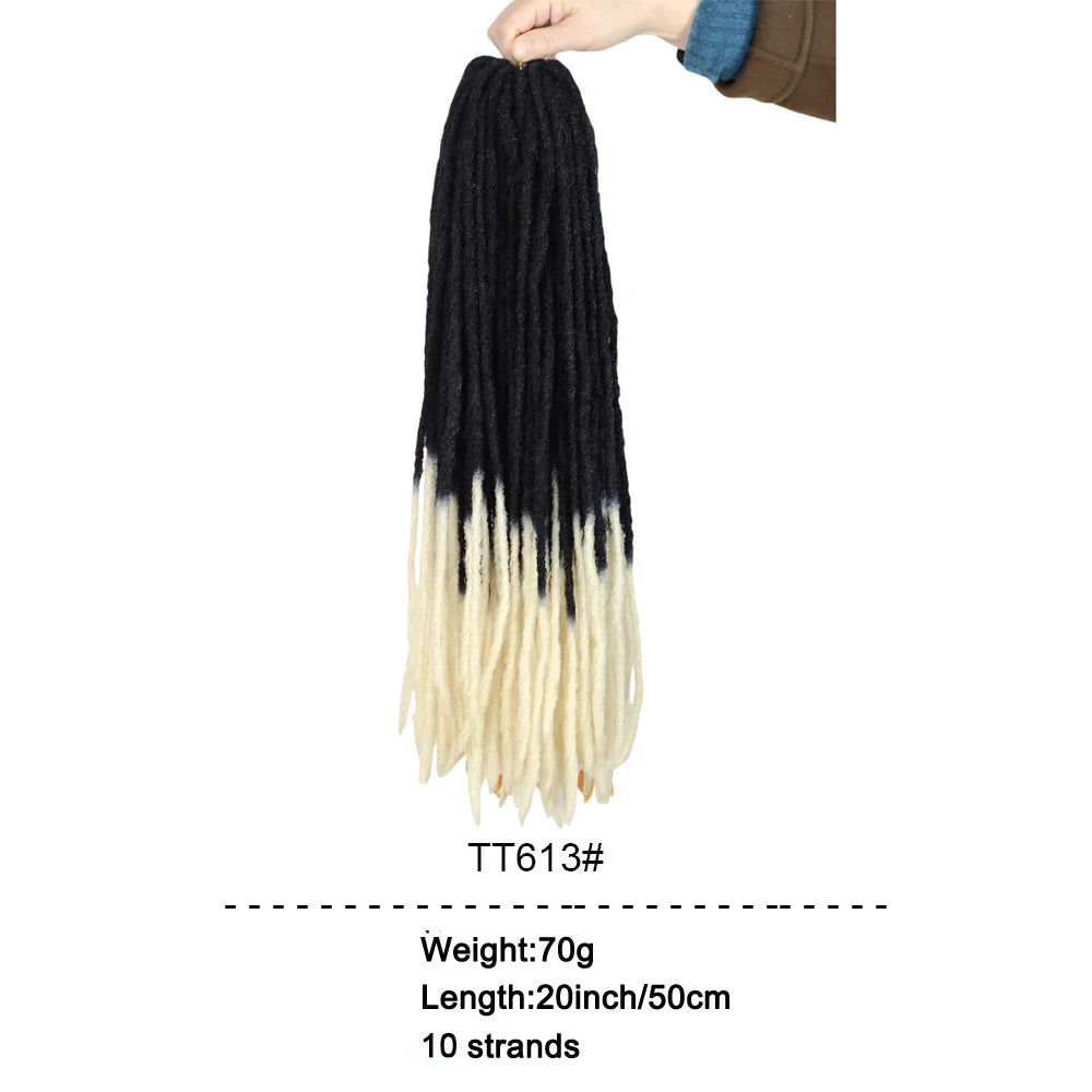 **20-Inch Soft Straight Dreadlock Crochet Hair – Synthetic Kanekalon Braiding Extensions