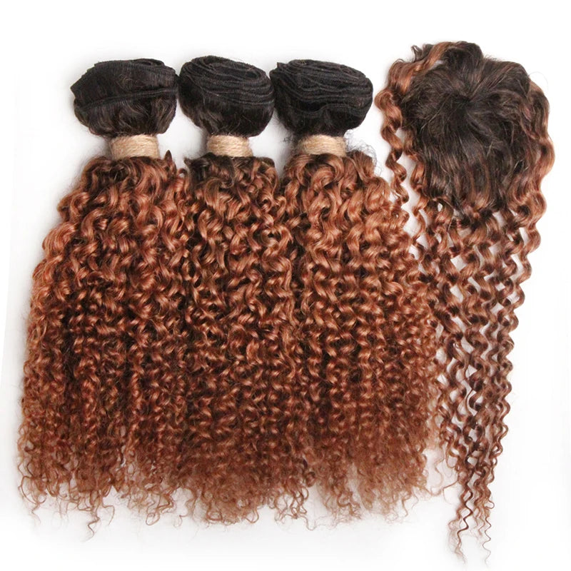 Kinky Curly Bundles With Closure Natural Human Hair