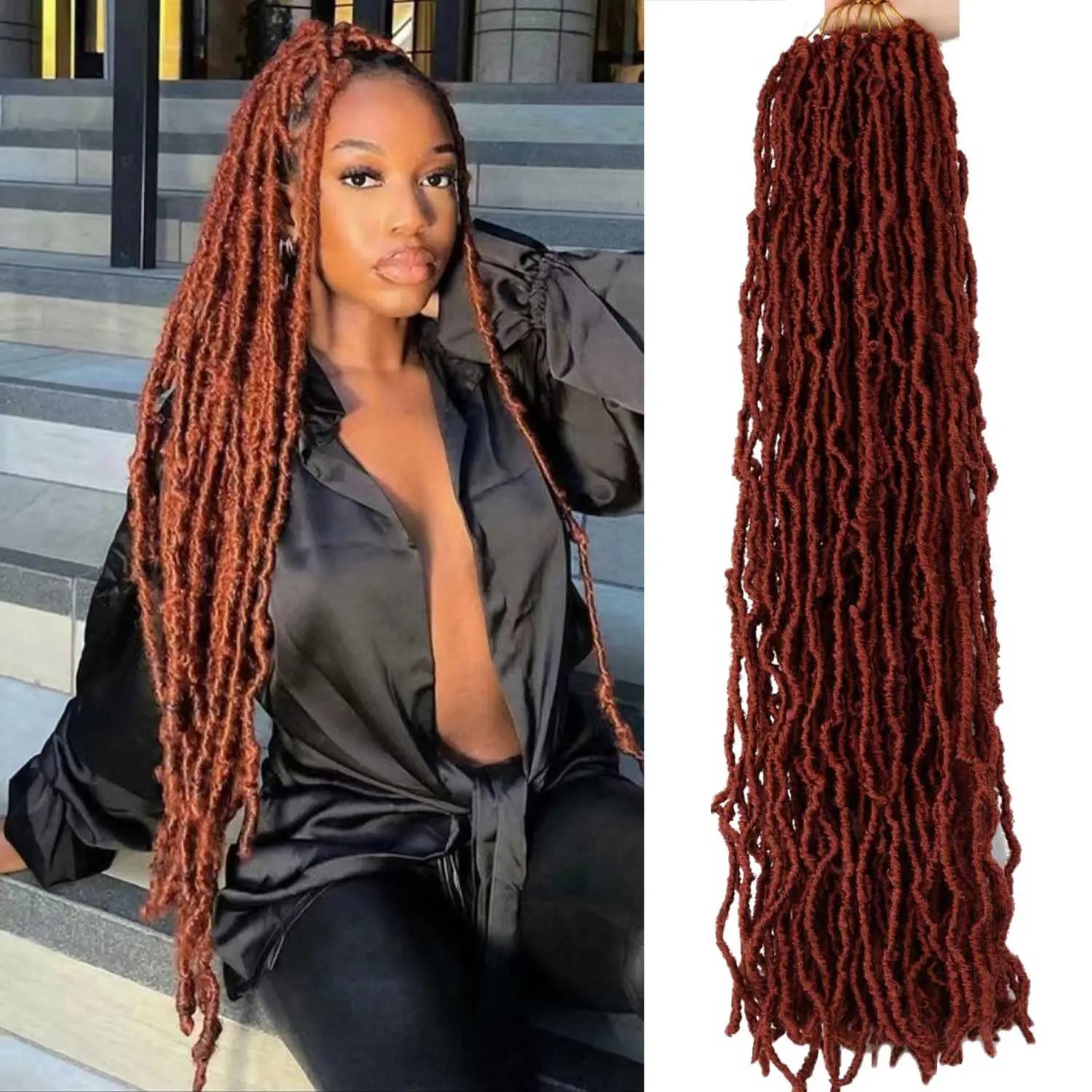 30-Inch Faux Locs Crochet Hair – 1/6 Packs Soft Distressed & Butterfly Locs