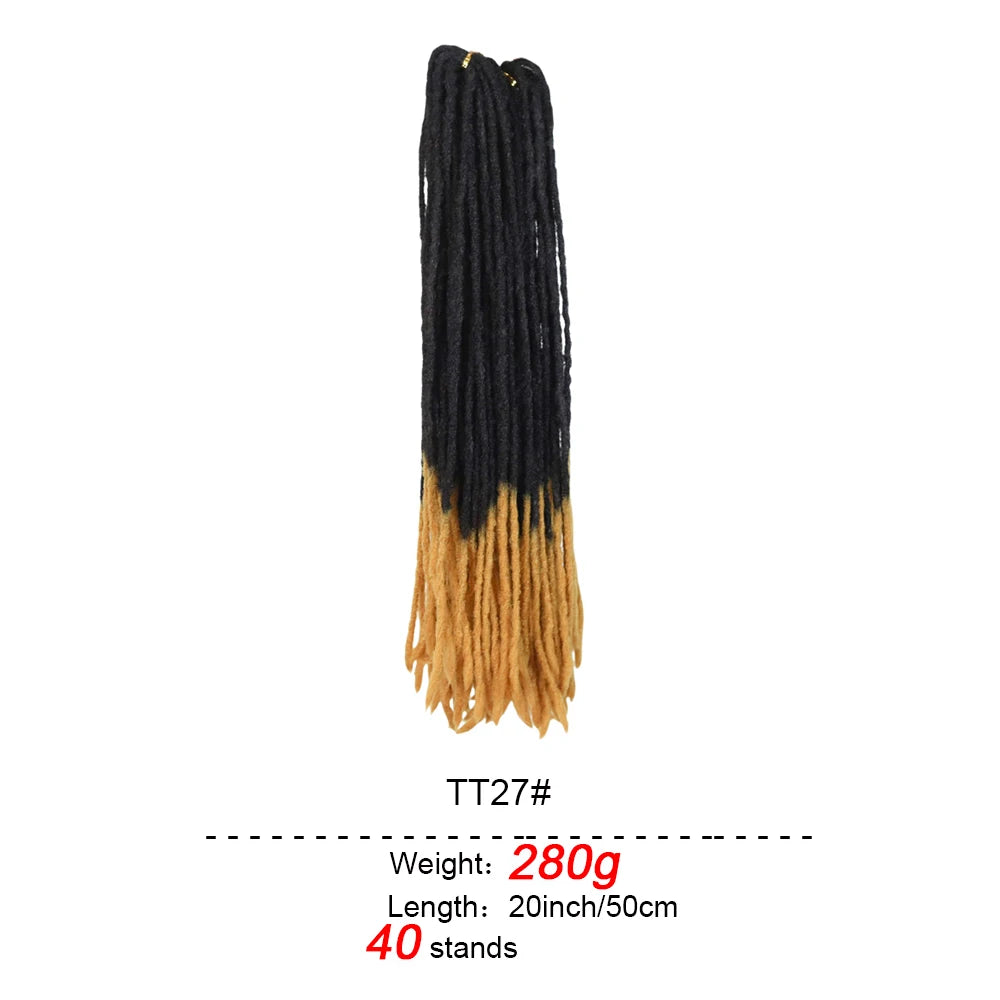 **20-Inch Soft Straight Dreadlock Crochet Hair – Synthetic Kanekalon Braiding Extensions